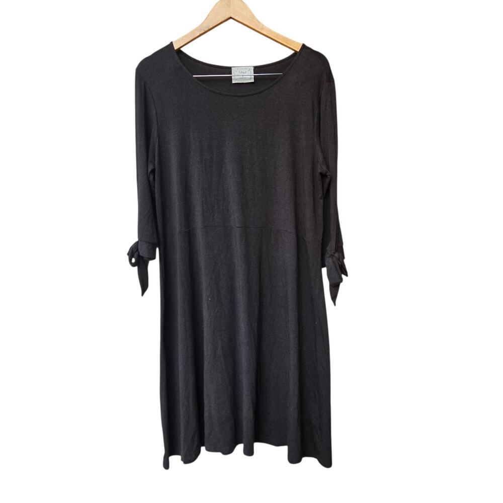 Chalet et Ceci Black Stretchy Bamboo Blend Dress Size S Lagenlook Capsule